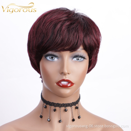 China With Bangs Short Straight Wigs Black Women Bob Cheap Private Label 10A Brazilian 100% Raw Real Extension Human Hair Wigs
